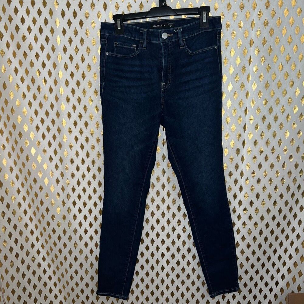 Athleta skinny jeans dark denim athletic jean size 8